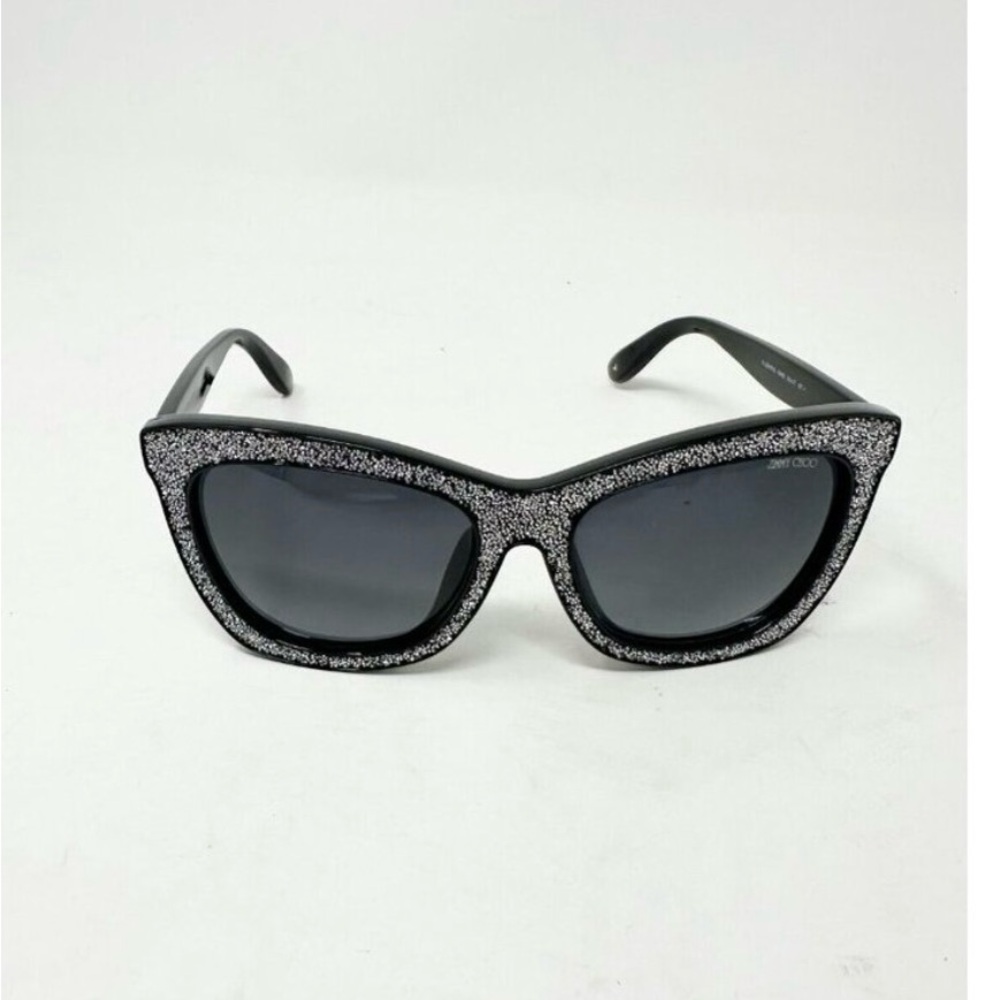 Jimmy Choo Black Glitter Cat-Eye Sunglasses